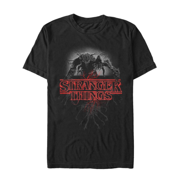 Netflix - Stranger Things - Demogorgon Logo Demo Glow - Men's T-Shirt - Black - Front