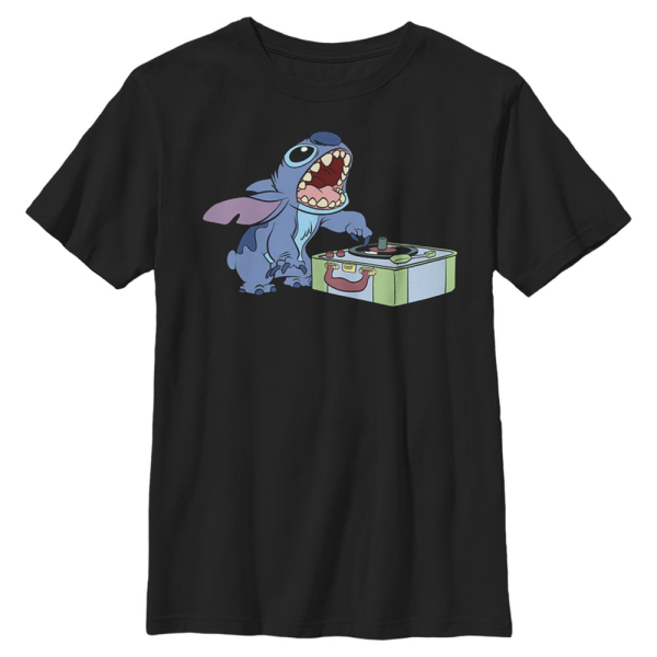 Disney - Lilo & Stitch - Stitch DJ - Kids T-Shirt - Black - Front