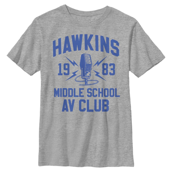 Netflix - Stranger Things - Hawkins AV Club - Kids T-Shirt - Heather grey - Front