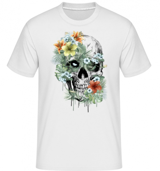 Flower Skull -  Shirtinator Men's T-Shirt - White - Front