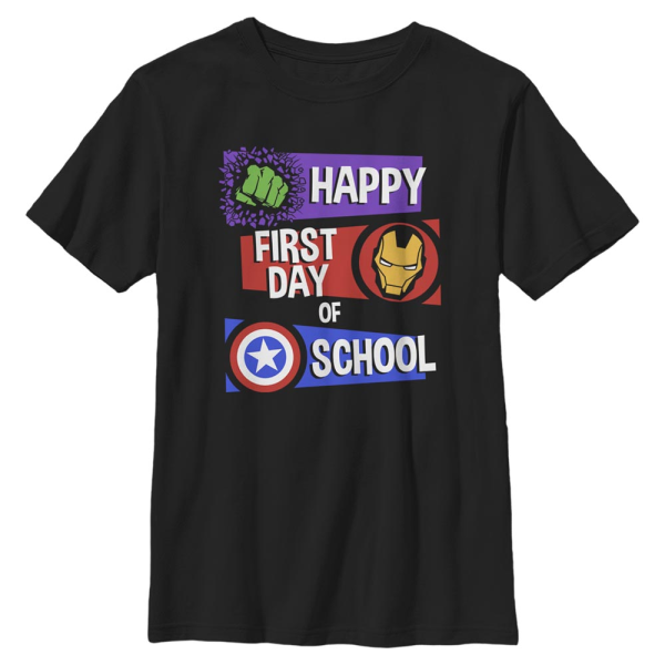 Marvel - Avengers Happy First Day Of School - Kids T-Shirt - Black - Front