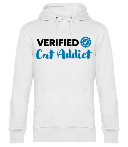 Verified Cat Addict - Unisex Premium Hoodie - White - Front