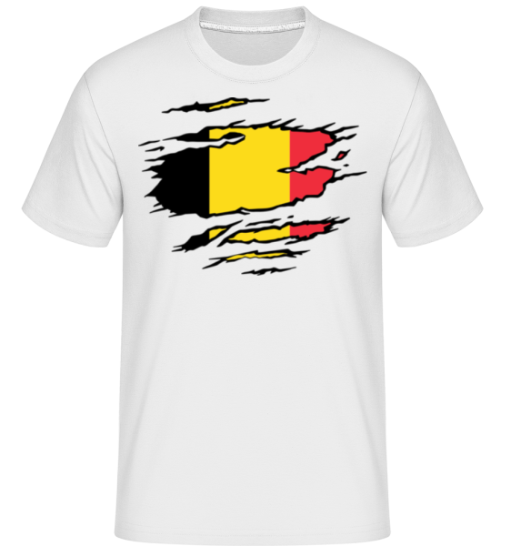 Riped Flag Belgium -  Shirtinator Men's T-Shirt - White - Front