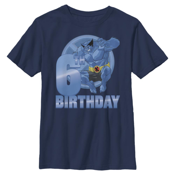 Marvel - X-Men - Beast 6th Birthday - Birthday - Kids T-Shirt - Navy - Front
