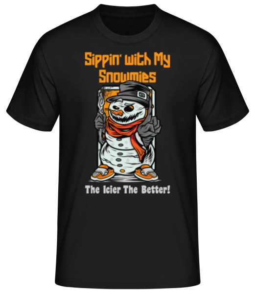 Sippin' With My Snowmies - Men's Basic T-Shirt - Black - Front