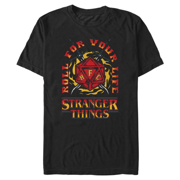 Netflix - Stranger Things - Fire and Dice - Men's T-Shirt - Black - Front