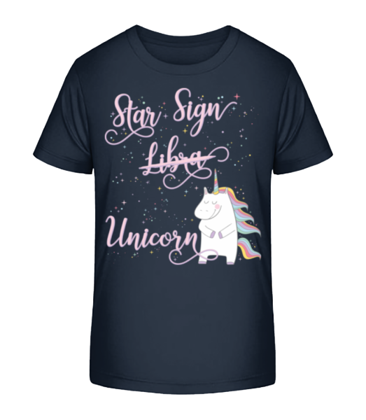 Star Sign Unicorn Libra - Kid's Bio T-Shirt Stanley Stella - Navy - Front