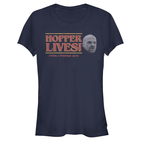 Netflix - Stranger Things - Logo Hopper Lives - Women's T-Shirt - Navy - Front