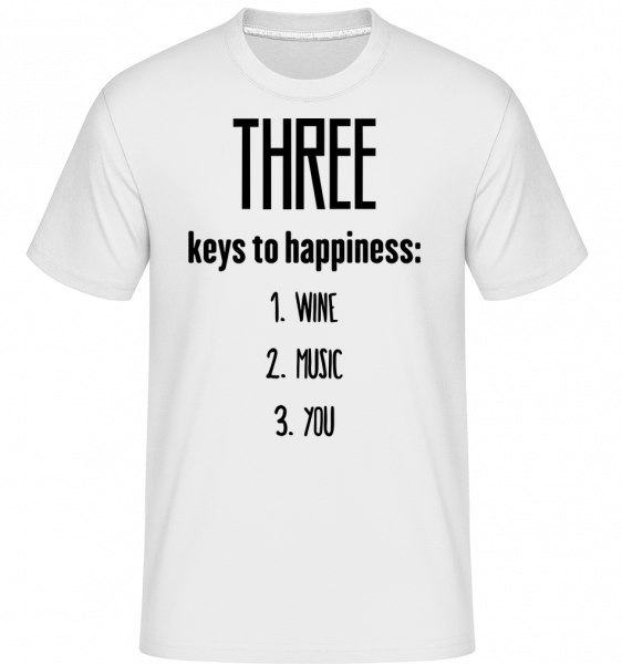 Three Keys To Happiness -  Shirtinator Men's T-Shirt - White - Vorn