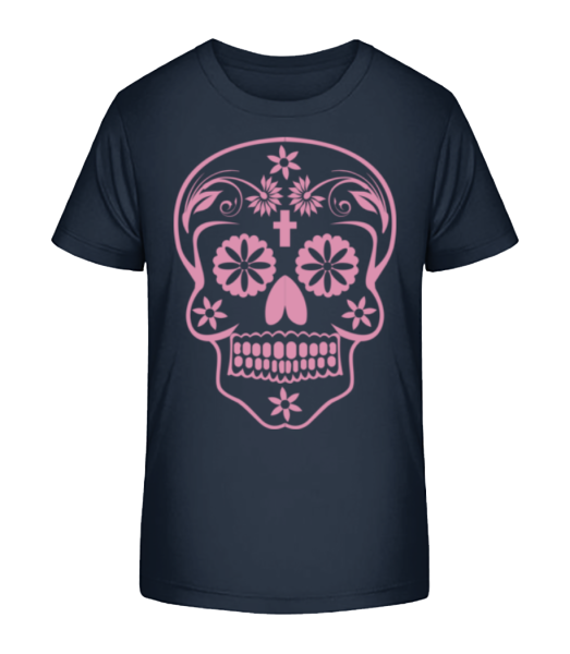 Día de los Muertos Skull - Kid's Bio T-Shirt Stanley Stella - Navy - Front