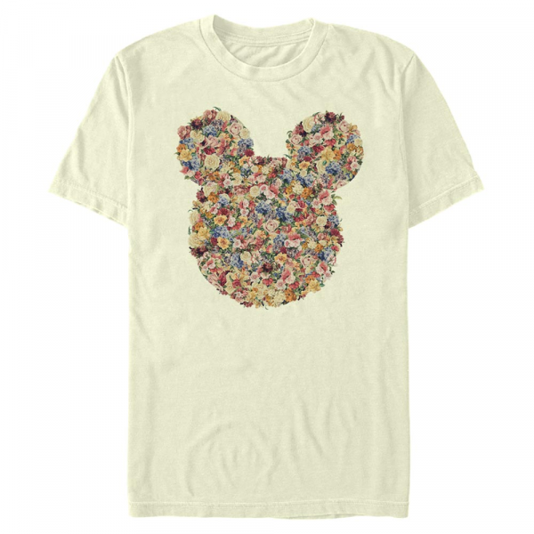 Disney - Mickey Mouse - Mickey Floral Head - Men's T-Shirt - Cream - Front