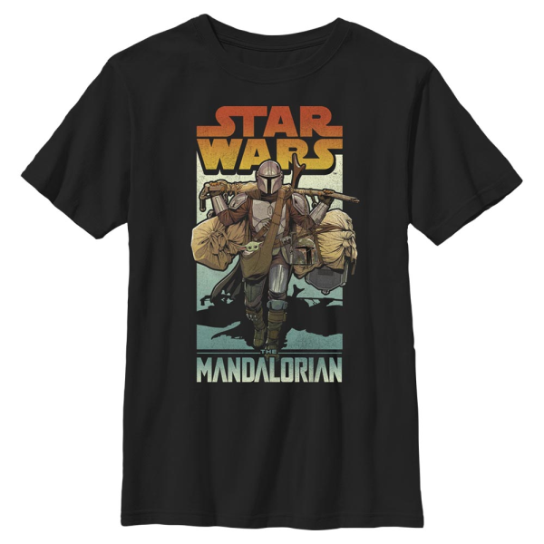 Star Wars - The Mandalorian - Mandalorian Mando on Foot - Kids T-Shirt - Black - Front