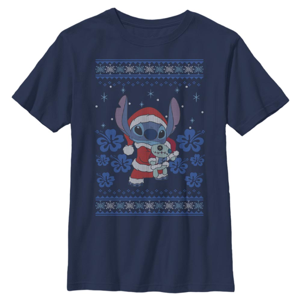 Disney - Lilo & Stitch - Stitch Holiday - Christmas - Kids T-Shirt - Navy - Front