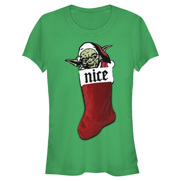 Star Wars - Yoda Xmas Stocking Nice - Christmas - Women's T-Shirt - Kelly green - Front