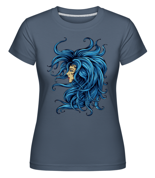 Lady In The Blue -  Shirtinator Women's T-Shirt - Denim - Front