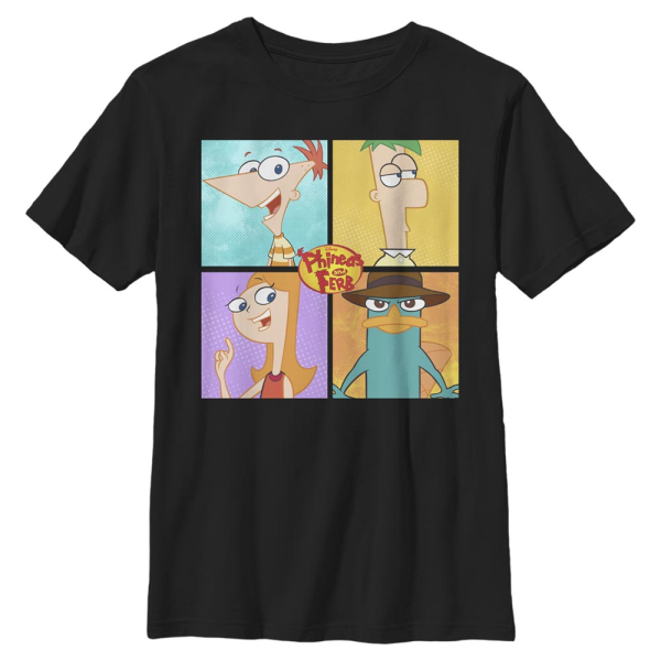 Disney Classics - Phineas and Ferb - Skupina 4 Character Boxup - Kids T-Shirt - Black - Front