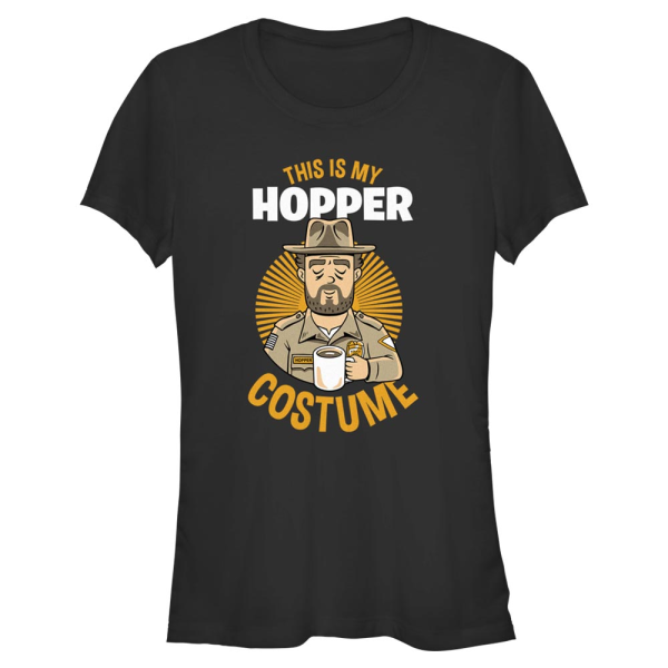 Netflix - Stranger Things - Hopper Costume - Halloween - Women's T-Shirt - Black - Front