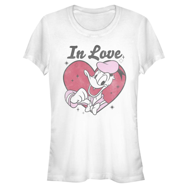 Disney Classics - Mickey Mouse - Donald Duck In Love - Valentine's Day - Women's T-Shirt - White - Front