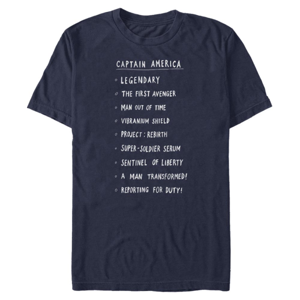 Marvel - Avengers - Captain America Cap List - Men's T-Shirt - Navy - Front