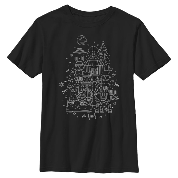 Star Wars - Empire Dark Side Monoline Christmas - Christmas - Kids T-Shirt - Black - Front