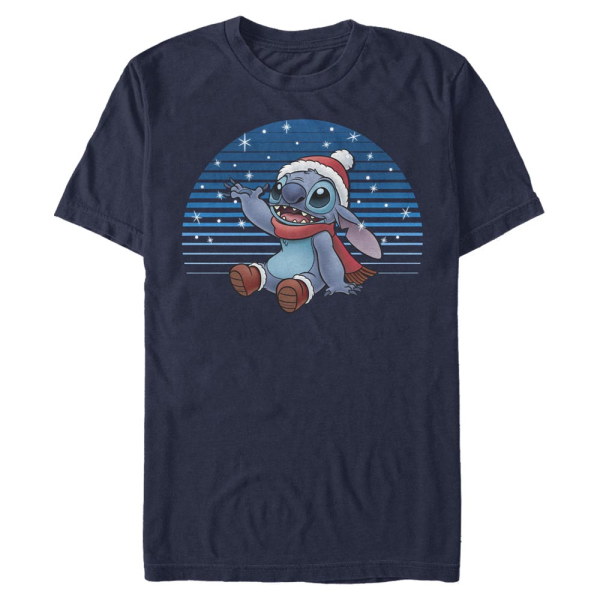 Disney Classics - Lilo & Stitch - Lilo & Stitch Snowing Stitch - Christmas - Men's T-Shirt - Navy - Front