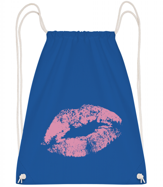 Pink Lips - Drawstring Backpack - Royal blue - Vorn