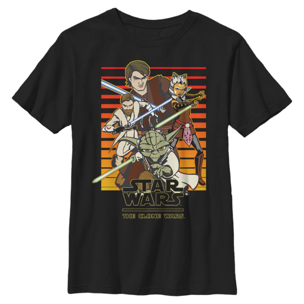 Star Wars - The Clone Wars - Skupina Sun Setting - Kids T-Shirt - Black - Front