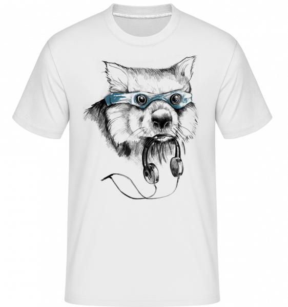 Funny Raccoon With Swimming Goggles -  Shirtinator Men's T-Shirt - White - Vorn