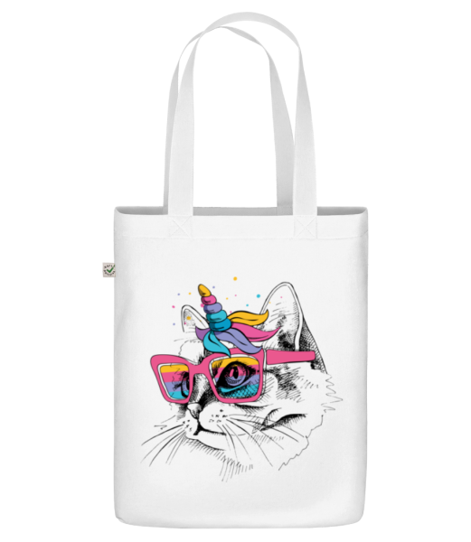 Unicorn Party Cat - Organic tote bag - White - Front