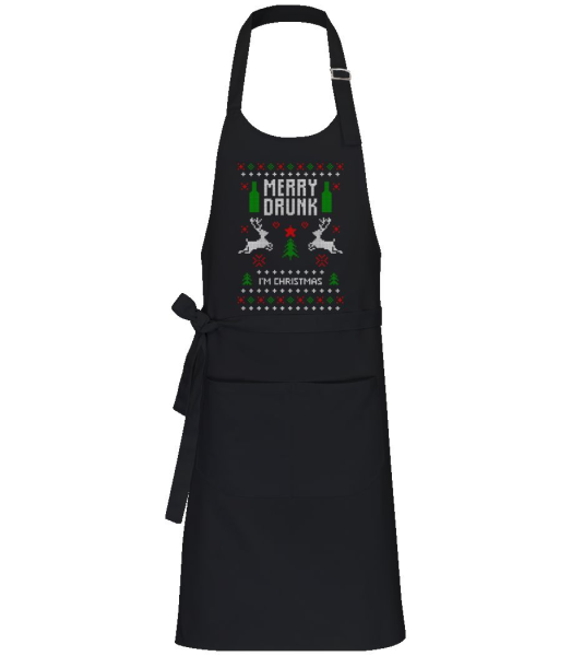 Merry Drunk I Am  Christmas - Professional Apron - Black - Front