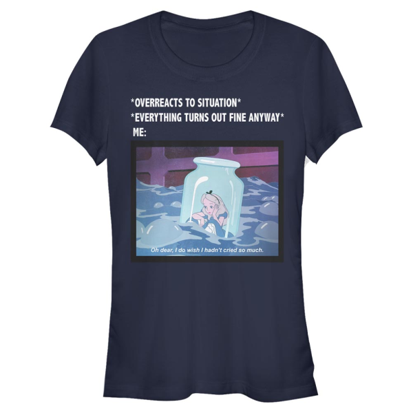 Disney Classics - Alice in Wonderland - Alice Anxiety Meme - Women's T-Shirt - Navy - Front