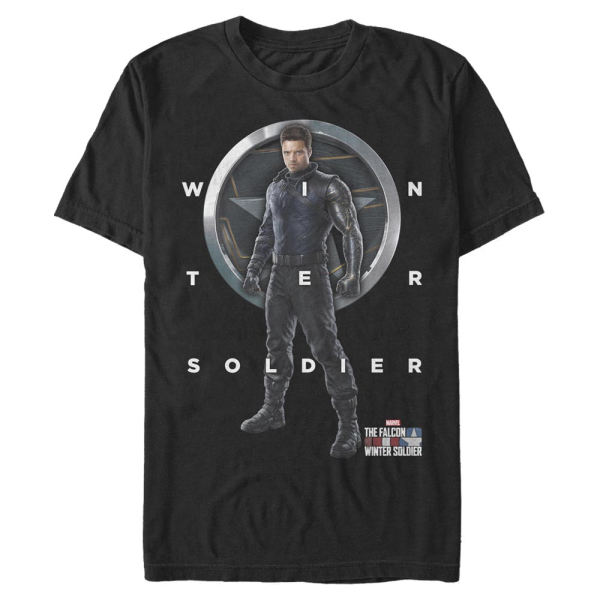 Marvel - The Falcon and the Winter Soldier - Bucky Winter Soldier Grid Text - Men's T-Shirt - Black - Front