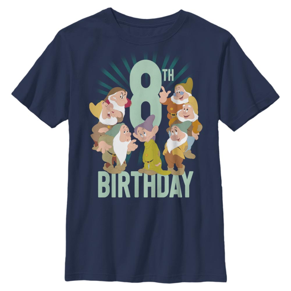 Disney - Snow White - Skupina Dwarves Eigth Bday - Kids T-Shirt - Navy - Front