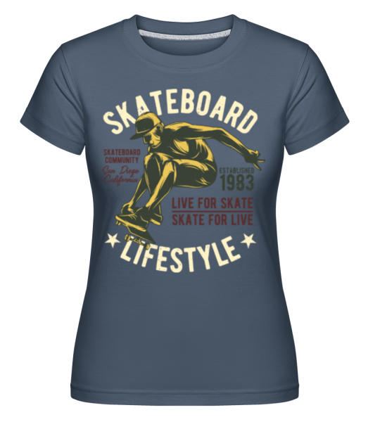 Skateboard Lifestyle -  Shirtinator Women's T-Shirt - Denim - Front