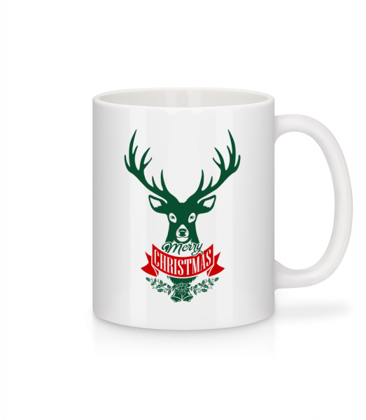 Merry Christmas Deer Label - Mug - White - Vorn