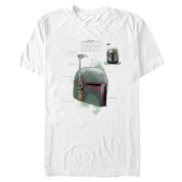 Star Wars - Book of Boba Fett - Boba Fett Helmet Schematic Painted - Men's T-Shirt - White - Front