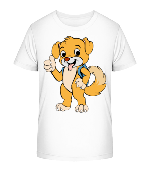 Cute Dog With Bag - Kid's Bio T-Shirt Stanley Stella - White - Front