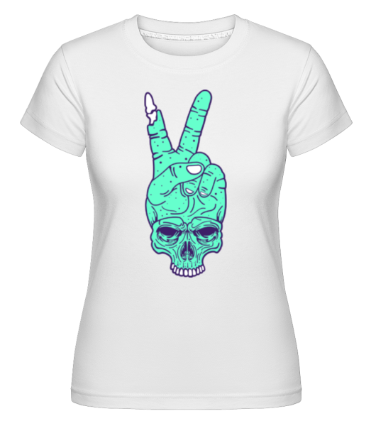 Skull Hand Peace -  Shirtinator Women's T-Shirt - White - Front