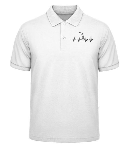 Golf heartbeat - Men's Polo Shirt Fine Piqué - White - Front
