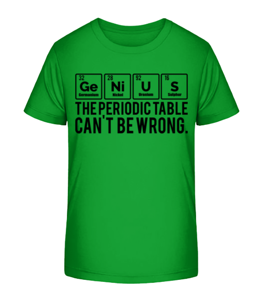 Periodic Table Genius - Kid's Bio T-Shirt Stanley Stella - Green - Front