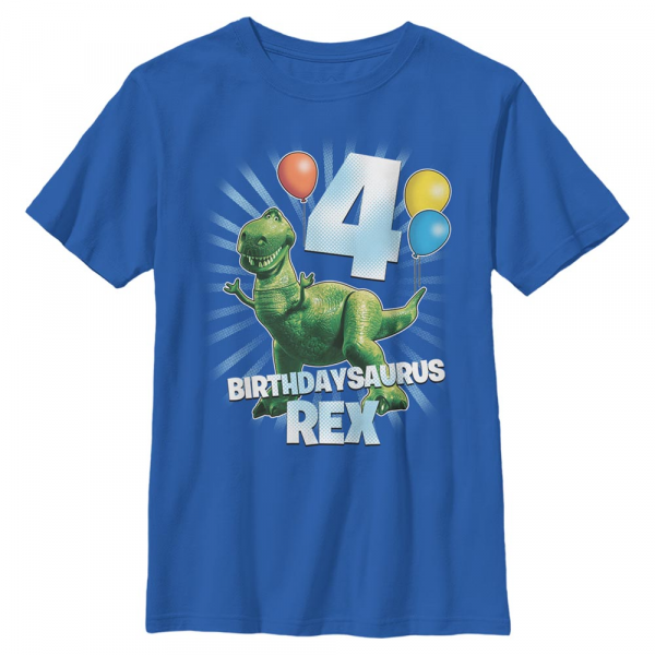 Pixar - Toy Story - Rex Ballon 4 - Birthday - Kids T-Shirt - Royal blue - Front
