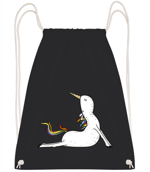 Yoga Unicorn Praying - Drawstring Backpack - Black - Vorn