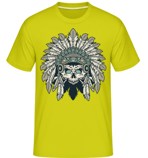 Indian Headdress Skull -  Shirtinator Men's T-Shirt - Lime - Front