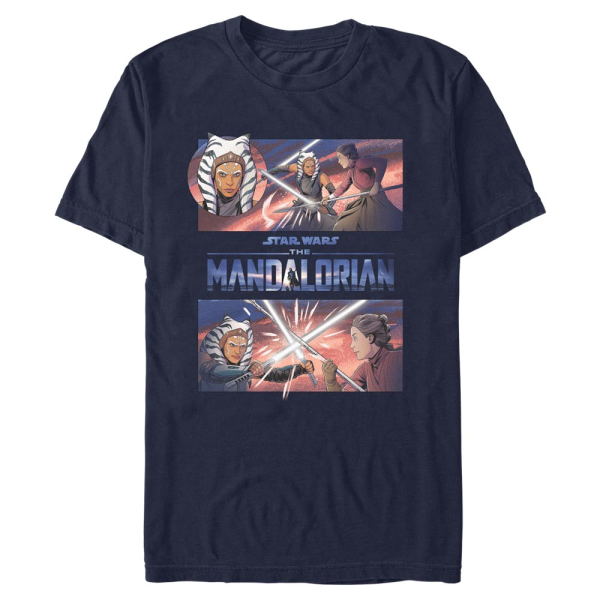 Star Wars - The Mandalorian - Skupina Clash With Ahsoka - Men's T-Shirt - Navy - Front