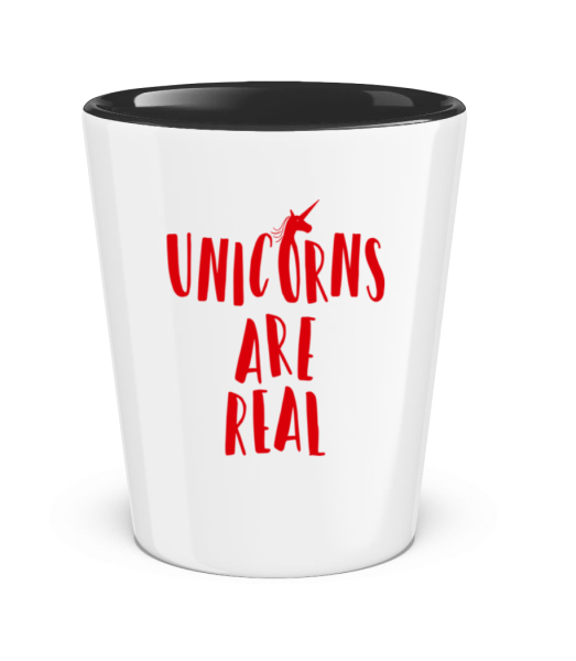 Unicorns Are Real - Two-Toned Shot Glass - White / Black - Front