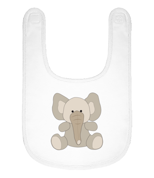 Baby Comic  - Elephant - Organic Baby Bib - White - Front