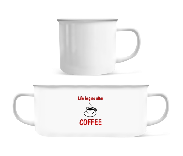 Life Begins After Coffee - Enamel-cup - White - Front