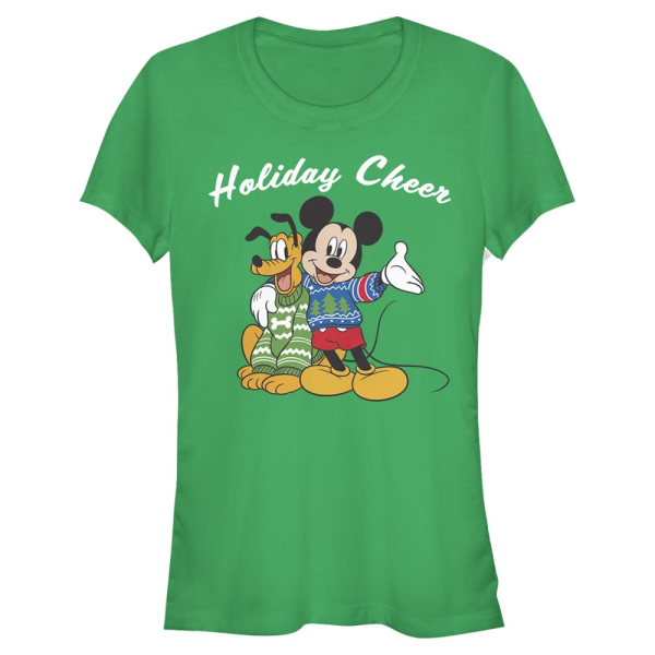 Disney Classics - Mickey Mouse - Mickey & Pluto Duo Cheer - Christmas - Women's T-Shirt - Kelly green - Front