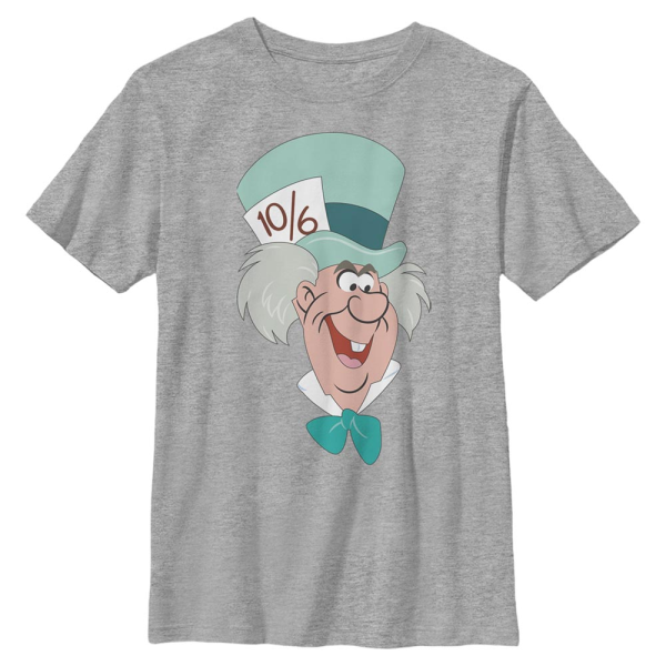 Disney - Alice in Wonderland - Mad Hatter Big Face - Kids T-Shirt - Heather grey - Front