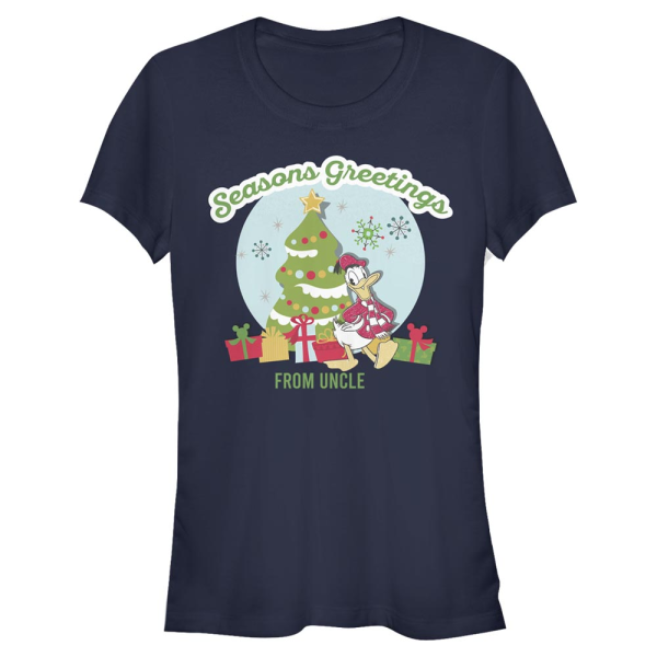 Disney Classics - Mickey Mouse - Donald Duck Greetings From Uncle - Christmas - Women's T-Shirt - Navy - Front